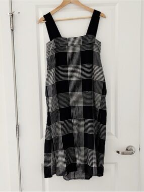 Two New York Sheer Plaid Slip Midi Dress Minimalist Handwoven Cotton One Size